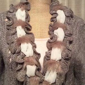 roz & ALI sweater with chiffon trim.